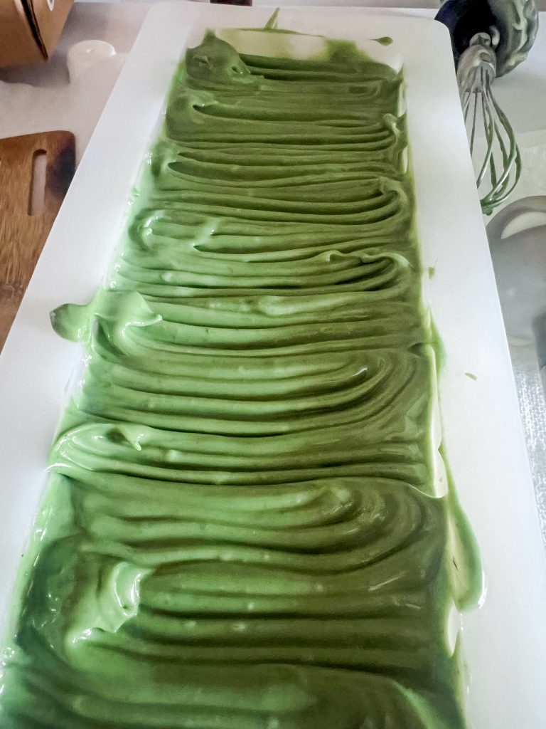 Texture on top of a green cold process soap loaf