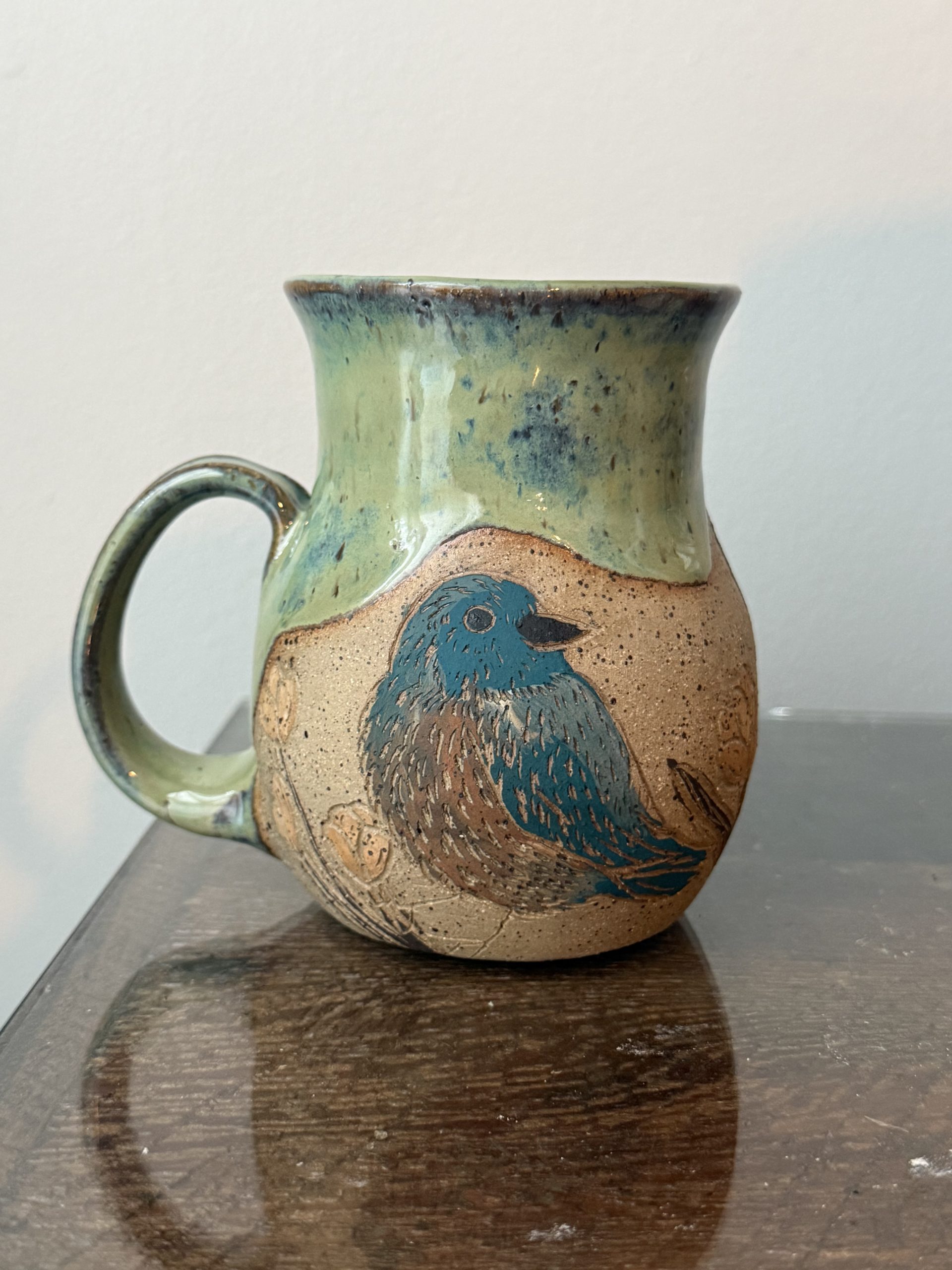 Hand Carved Bluebird Mug